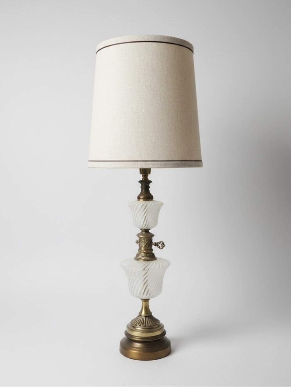 Rare MCM Fenton Milk Glass Swirl Lamp